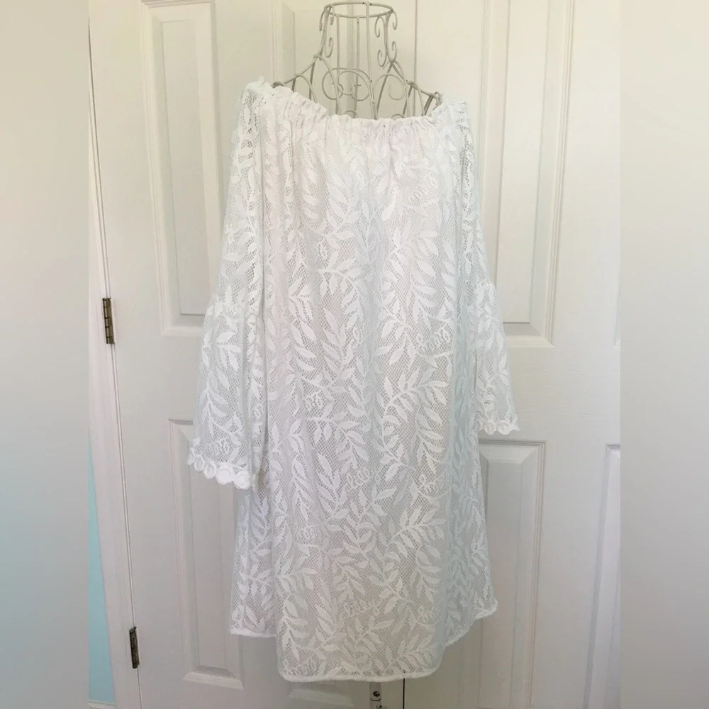Lilly Pulitzer Nevie Off the Shoulder Resort White Lace Dress XS - Picture 1 of 13